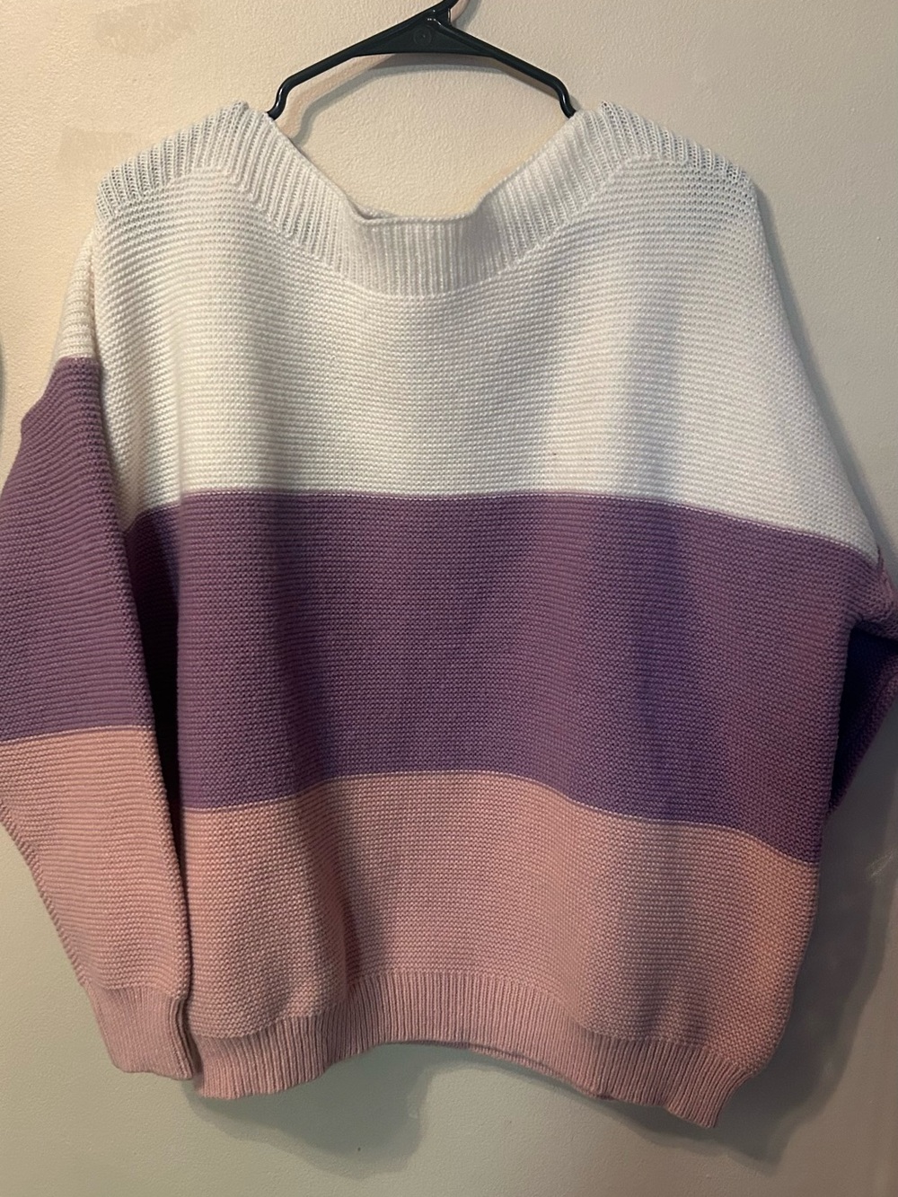 Women's Colorblock Knit Sweater - White, Purple & Pink
